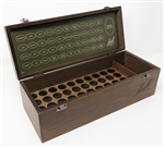 Hand-crafted, oak-stained storage box for 40 bottles (10ml).