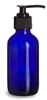 4 oz Cobalt Blue Boston Round Glass Bottle with Black Pump
