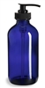 8 oz Cobalt Blue Boston Round Glass Bottle with Black Pump