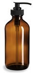 8 oz Amber Boston Round Glass Bottle with Black Pump