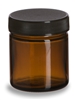1.7 oz (50 ml) Amber Straight Sided Glass Jar with Black Lid
