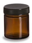 1.7 oz (50 ml) Amber Straight Sided Glass Jar with Black Lid