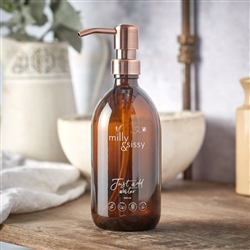Milly & Sissy - Printed Glass Bottle with Bronzed Pump 16 oz