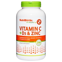 NutriBiotic Vitamin C + D3 & Zinc 250 caps
