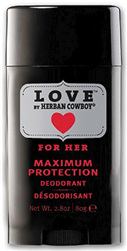 Herban Cowboy Maximum Protection Deodorant, Love, 2.8 oz