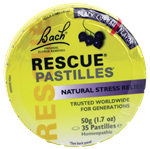 Bach Rescue Pastilles Black Currant Flavor | 50g Tin of Natural Stress Relief Lozenges with Flower Essences