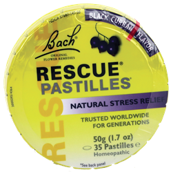 Bach Rescue Pastilles Black Currant Flavor | 50g Tin of Natural Stress Relief Lozenges with Flower Essences